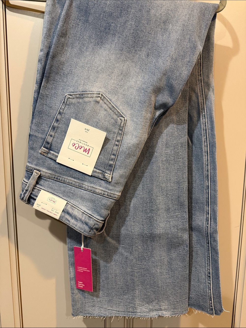 Moco Boutique Light Blue Straight-Leg Jeans with Raw Hem